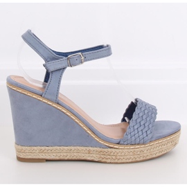 Blaue Espadrilles auf Wedges, blau 100-937SC-1 Blau 2