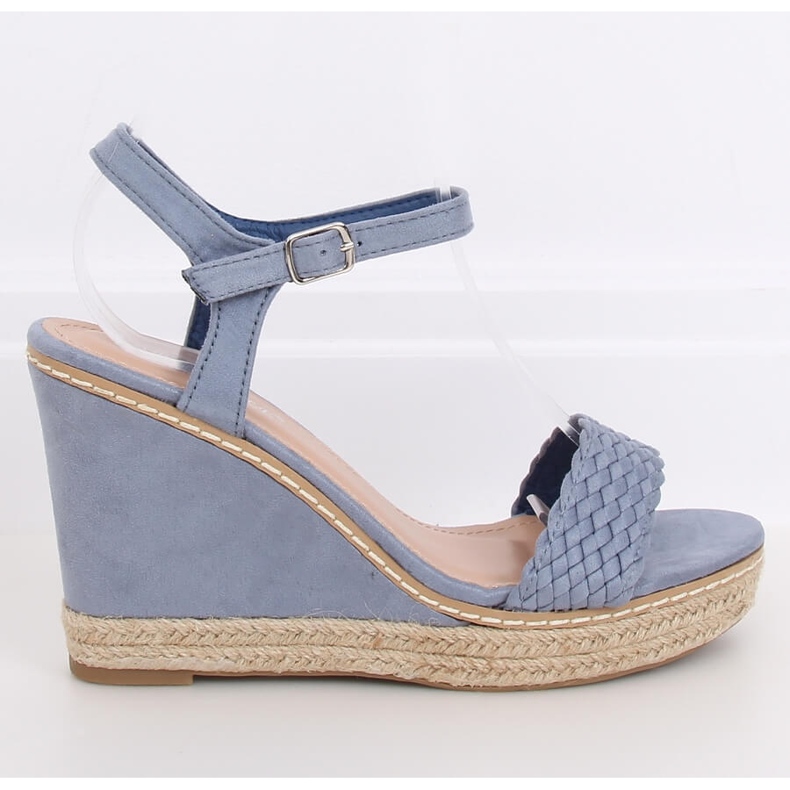 Blaue Espadrilles auf Wedges, blau 100-937SC-1 Blau 2