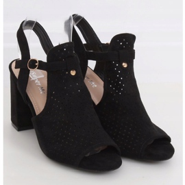 Black LL79 Schwarze, durchbrochene Sandalen mit hohen Absätzen 1