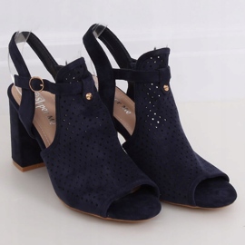Durchbrochene Sandalen mit hohen Absätzen LL79 Blau marineblau 1
