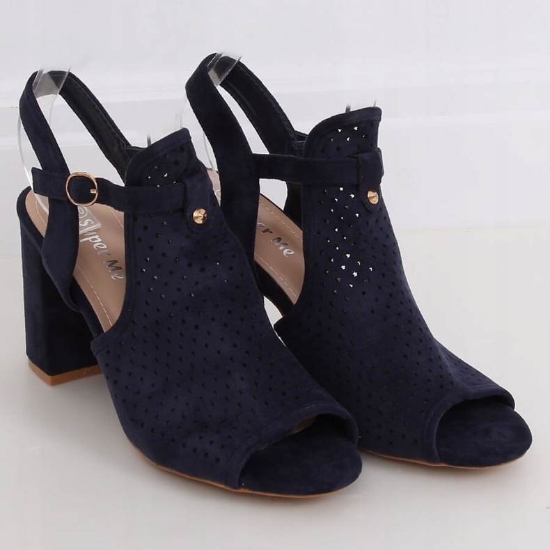 Durchbrochene Sandalen mit hohen Absätzen LL79 Blau marineblau 1