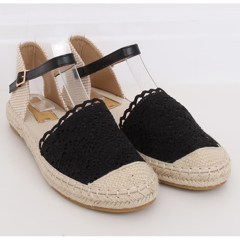 Schwarze Espadrilles aus Spitze L-1067 Schwarz 1