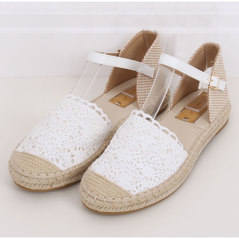 Weiße Spitze Espadrilles L-1067 Weiß 1