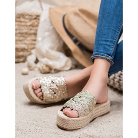 Seastar Espadrilles Hausschuhe auf der Plattform golden 1