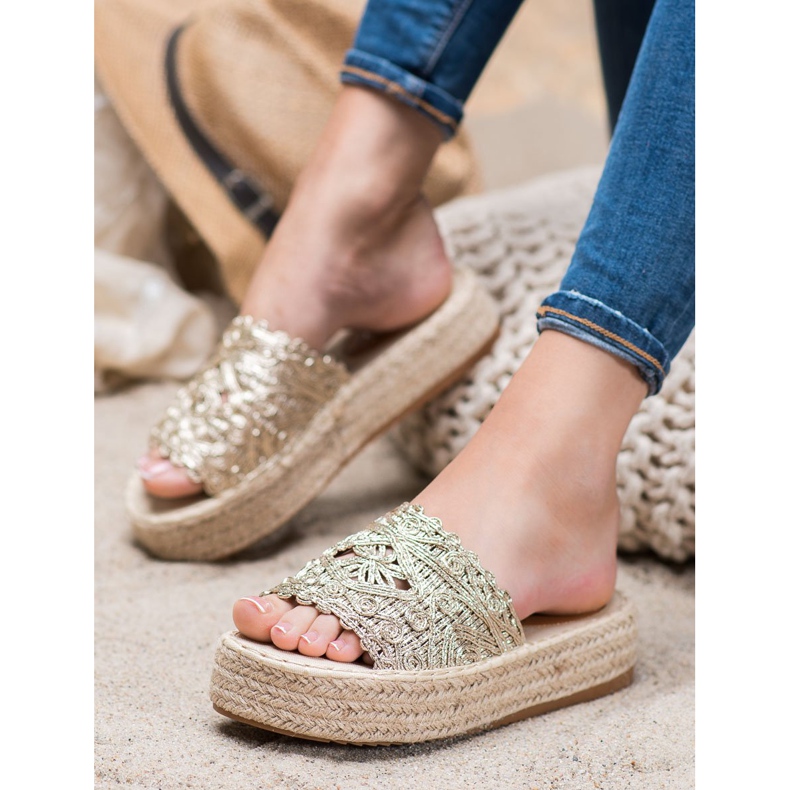 Seastar Espadrilles Hausschuhe auf der Plattform golden 2