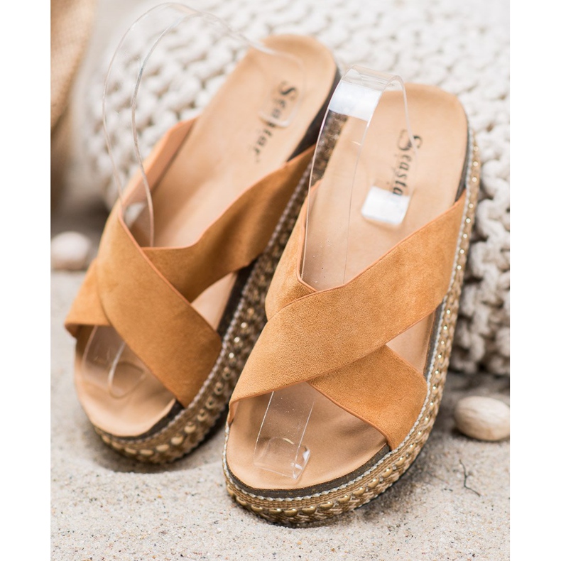 Seastar Bequeme Hausschuhe auf der Plattform beige 1