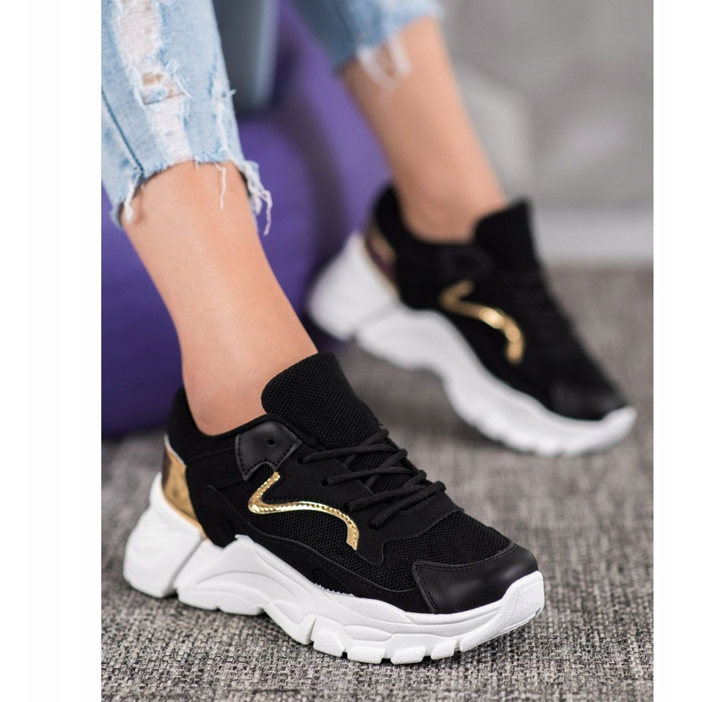 SHELOVET Stylische Sneaker auf der Plattform schwarz gelb 1