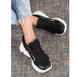 SHELOVET Stylische Sneaker auf der Plattform schwarz gelb 2