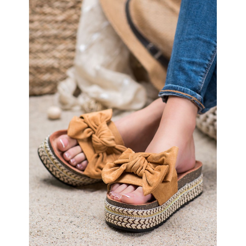 Seastar Hausschuhe mit Schleife auf der Plattform braun mehrfarbig 2