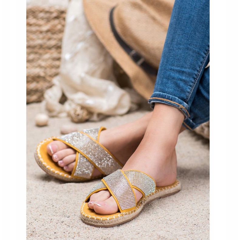 Cm Paris Stilvolle Hausschuhe mit Zirkonia gelb 1