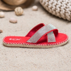 Cm Paris Stilvolle Hausschuhe mit Zirkonia rot 2