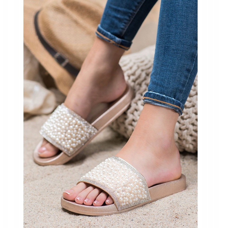 Seastar Elegante Hausschuhe mit Perlen golden 1