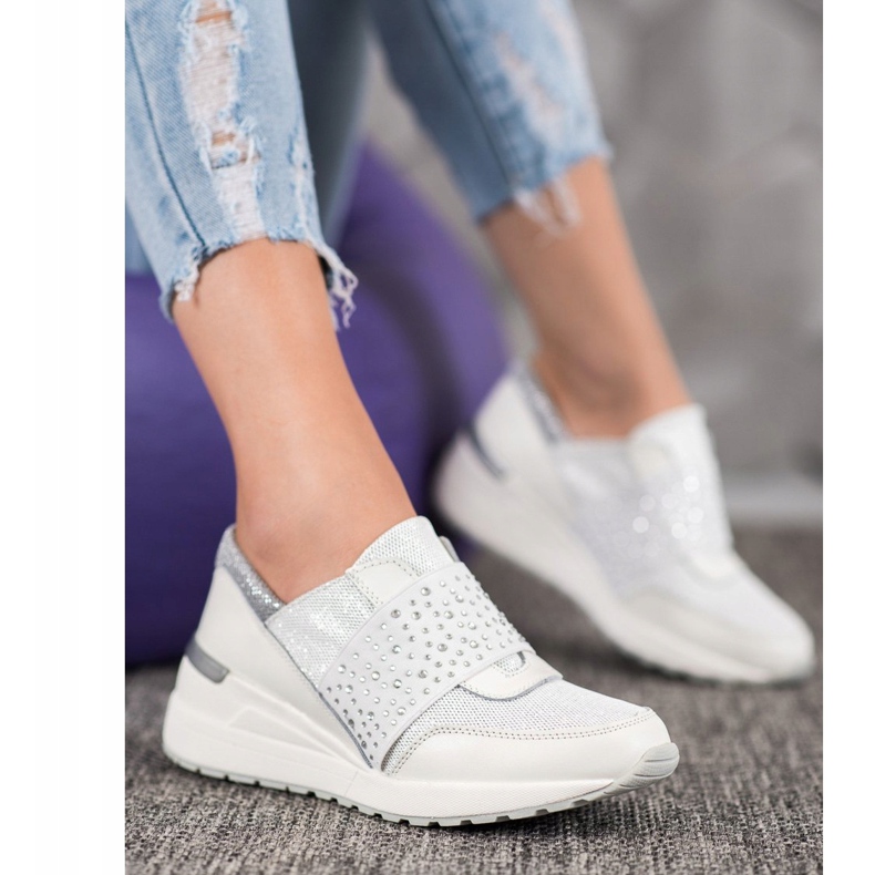 Slip-on-Sneakers mit VINCEZA-Kristallen weiß 1