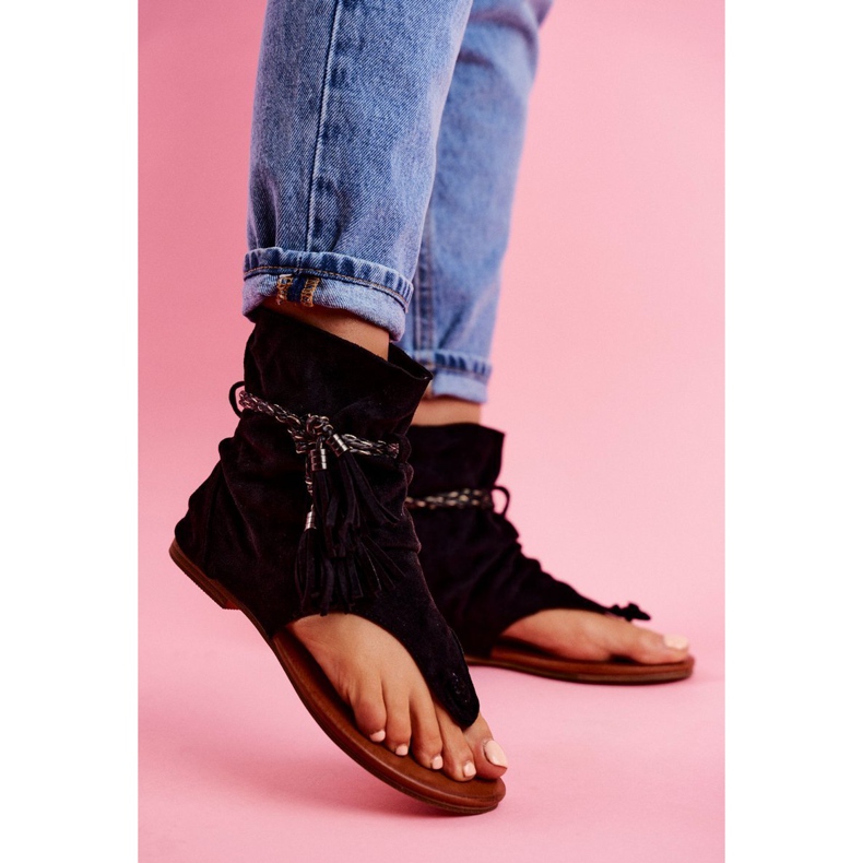 SEA Damen Sandalen Flip-Flops mit Schaft Schwarz SL1011 Madrit 1