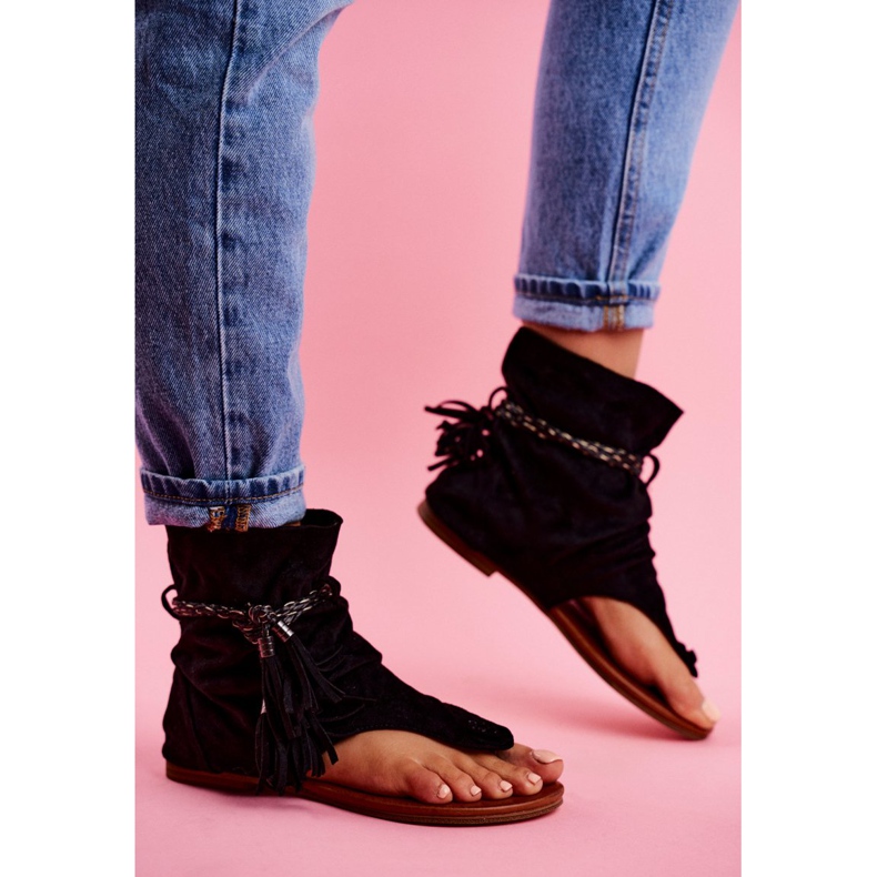 SEA Damen Sandalen Flip-Flops mit Schaft Schwarz SL1011 Madrit 2