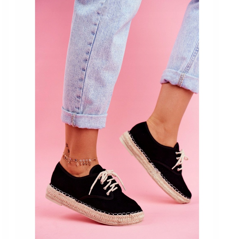 MSMG Espadrilles für Damen auf schwarzem Sonya Linen Platform 2