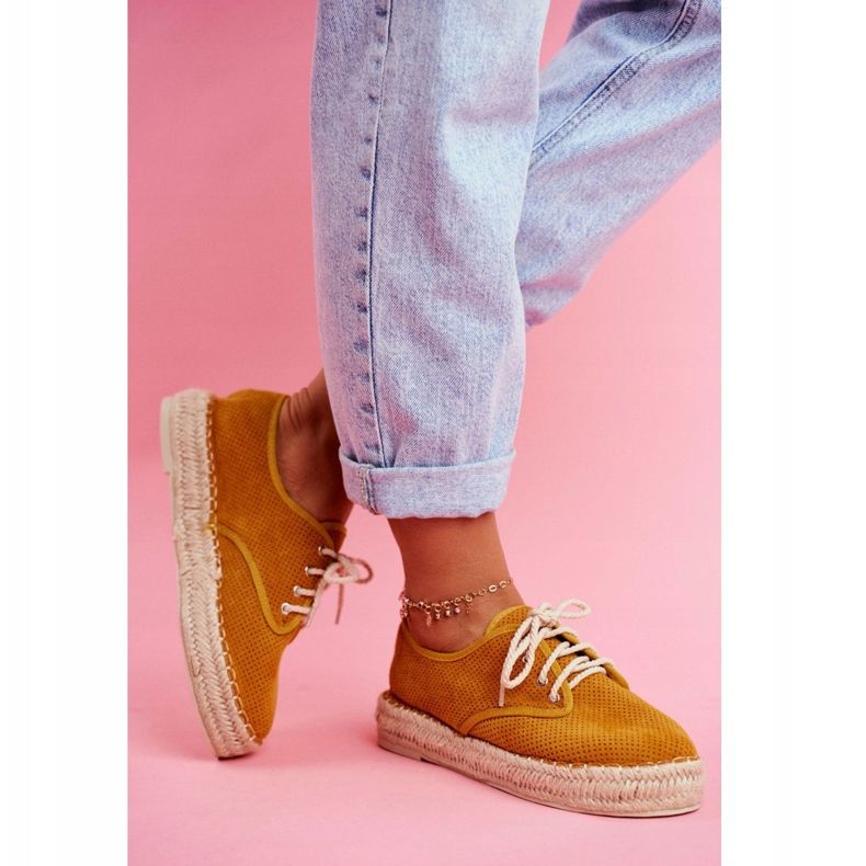 MSMG Damen Espadrilles auf gelber Sonya Leinenplattform 2