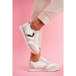 Damen Sportschuhe weiß und beige Roulette braun 2