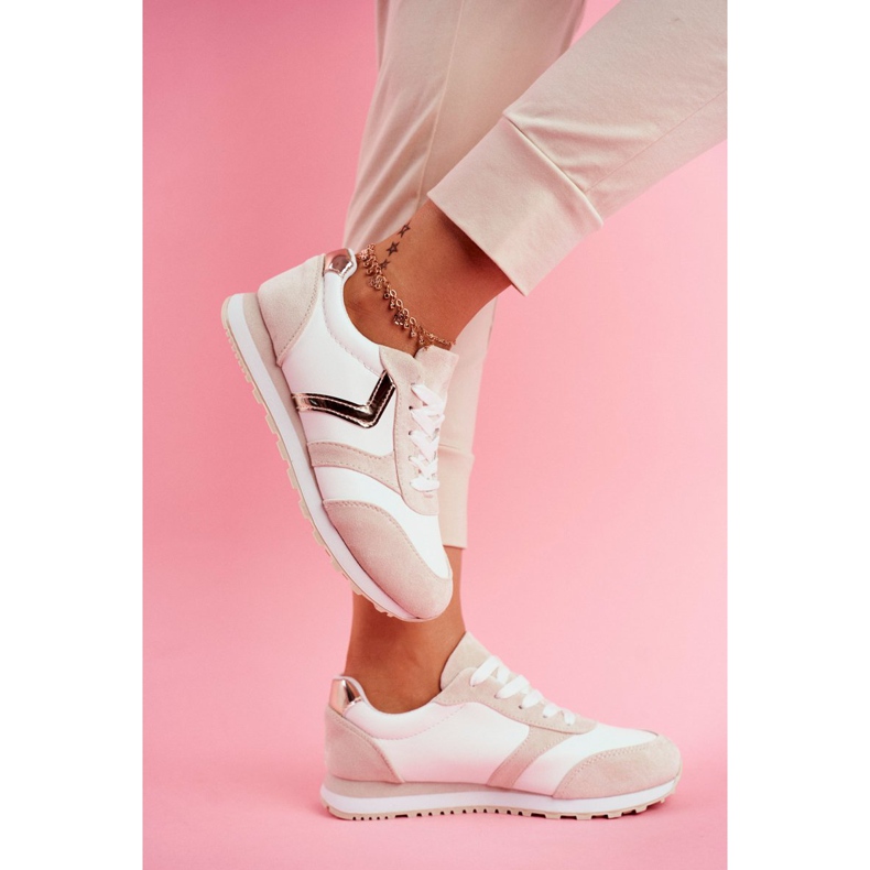 Damen Sportschuhe weiß und beige Roulette braun 2