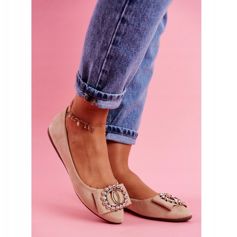 PS1 Damen Ballerinas aus Öko-Wildleder Beige Montreal 1