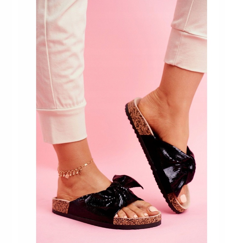 EVE Damenhausschuhe mit großer Schleife Black Lovely Time schwarz 1