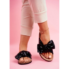 EVE Damenhausschuhe mit großer Schleife Black Lovely Time schwarz 2