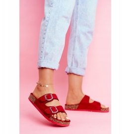 EVE Damenhausschuhe aus Kork mit Schnallen Rot Si Senor 1