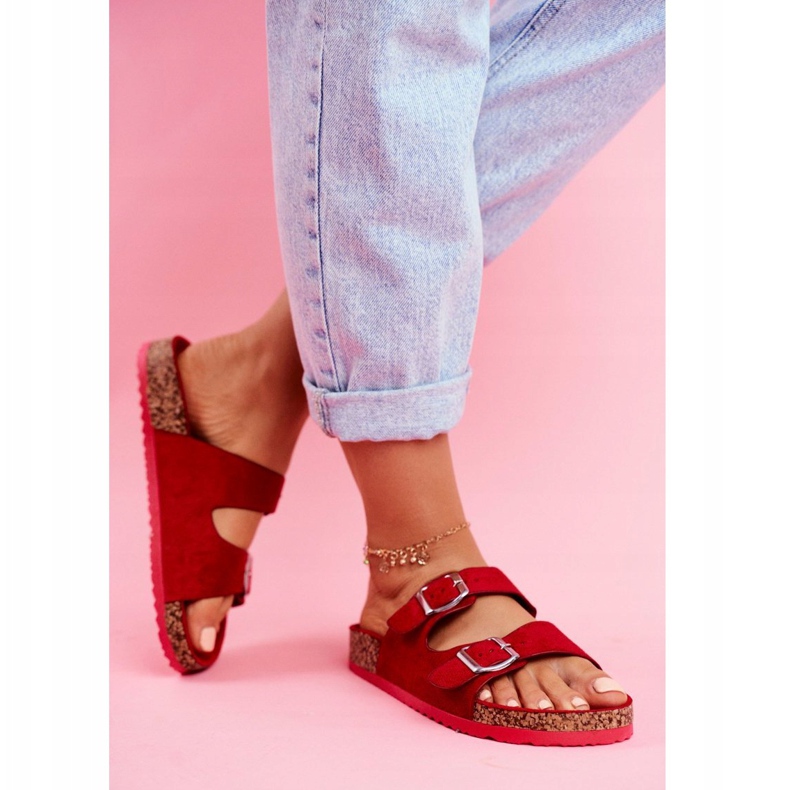 EVE Damenhausschuhe aus Kork mit Schnallen Rot Si Senor 2