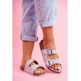 EVE Damenhausschuhe aus Kork mit Schnallen Grau Si Senor 1