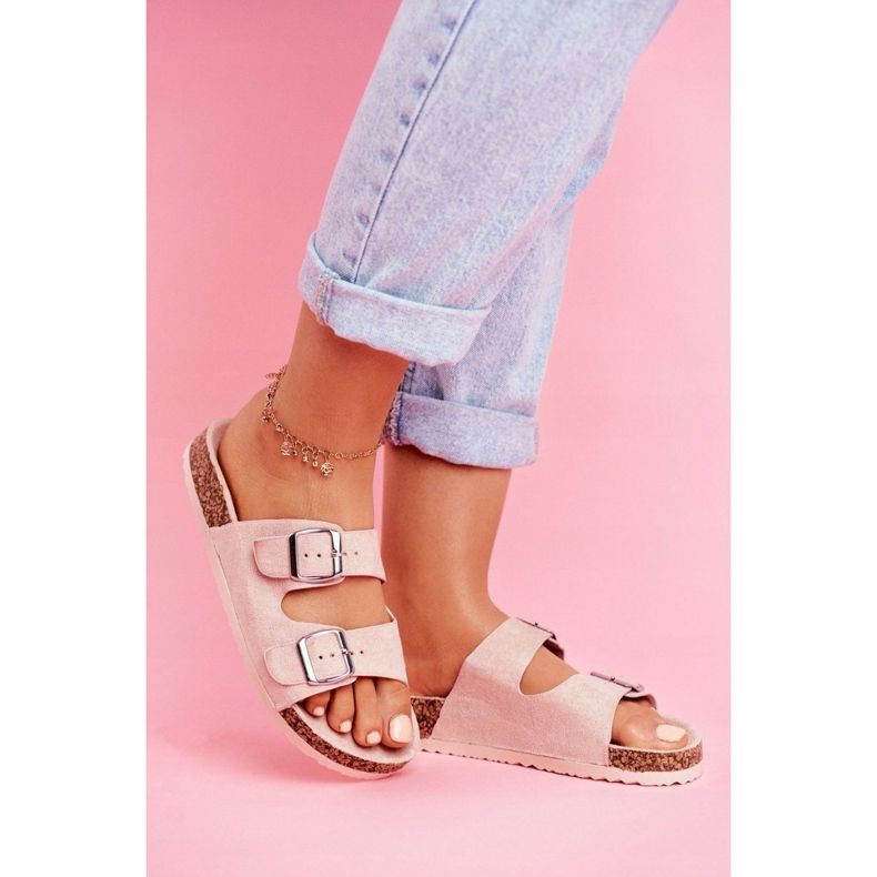 EVE Damenhausschuhe aus Kork mit Schnallen Rosa Si Senor 1