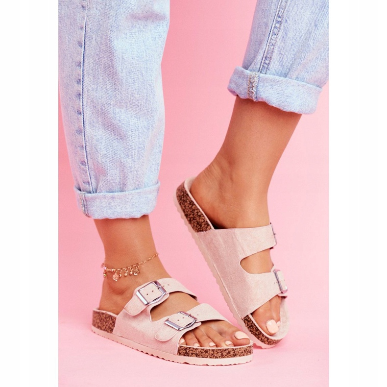 EVE Damenhausschuhe aus Kork mit Schnallen Rosa Si Senor 2