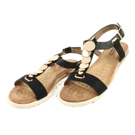 Modische schwarze Sandalen für Damen Evento 20SD14 2067 gelb 3