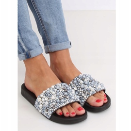 Schwarz BG66 Schwarze Hausschuhe mit Perlen 1