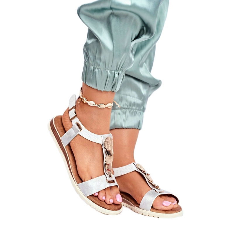 Evento Damen Silber Sandalen 20SD14 2067 weiß grau 1