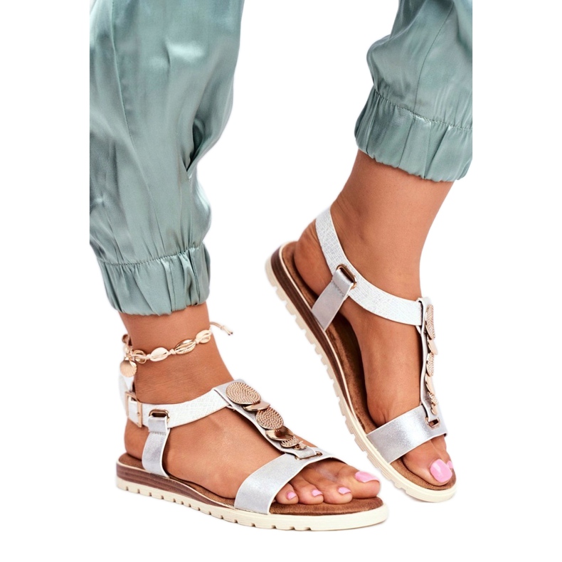 Evento Damen Silber Sandalen 20SD14 2067 weiß grau 3