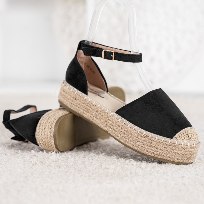 Seastar Schwarze Espadrilles auf der Plattform 2