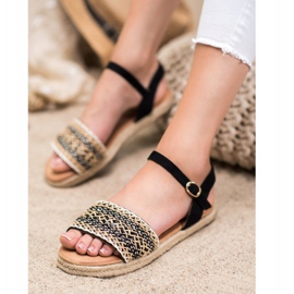 SHELOVET Leichte geflochtene Sandalen beige schwarz 1