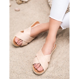 SHELOVET Sandalen aus Wildleder zum Hineinschlüpfen braun 2