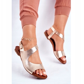 Damen Sandalen Laura Messi Leder 1116 Snake Golden Vollare 2