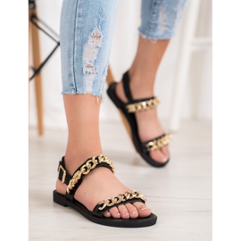 Seastar Sandalen mit goldener Kette schwarz 1