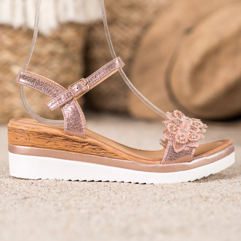 Mannika Elegante Wedges mit Verzierungen rosa 2