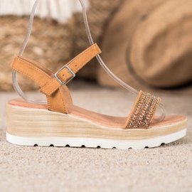 Renda Keilsandalen mit Kristallen braun 1