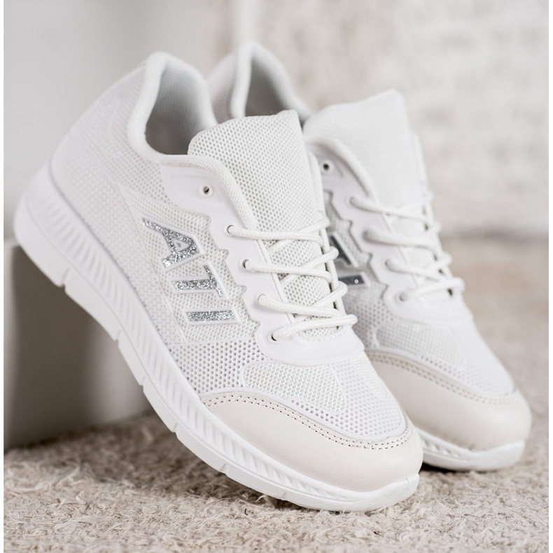 SHELOVET Bequeme Schuhe mit Mesh weiß grau 2