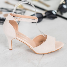 Stylische VINCEZA Pumps mit offener Zehenpartie beige 1