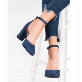 W. Potocki Wildleder Pumps in Spitz marineblau 1