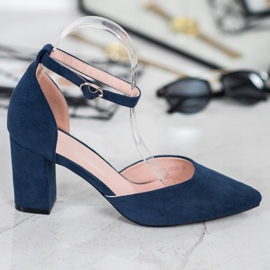 W. Potocki Wildleder Pumps in Spitz marineblau 2