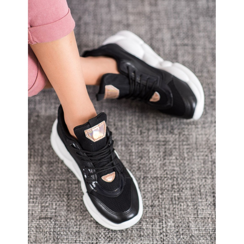 SHELOVET Sneakers mit Öko-Ledermode schwarz gelb 1