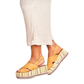 ADY Damen Sandalen auf Keil Espadrilles Gelb Sandy 3