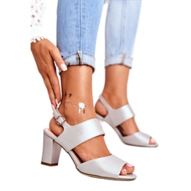 Damen Sandalen mit hohem Absatz Sergio Leone Silber SK778 braun grau 1