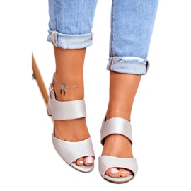 Damen Sandalen mit hohem Absatz Sergio Leone Silber SK778 braun grau 3